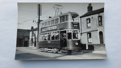 Postcard size photo leeds tram - leeds,