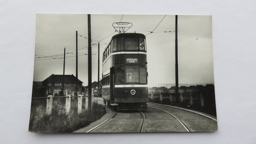 Postcard size photo leeds tram - size,